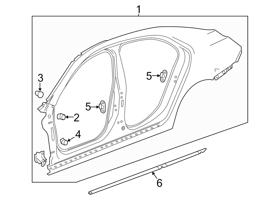 Diagram PILLARS. ROCKER & FLOOR. UNISIDE. for your 2021 GMC Sierra 2500 HD  SLE Extended Cab Pickup Fleetside 