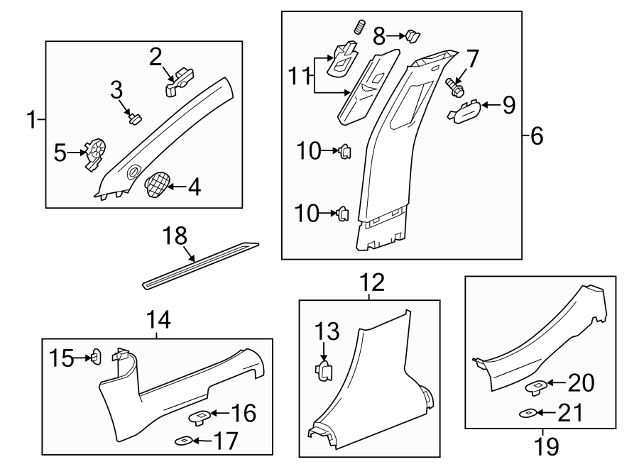 Diagram Pillars. Rocker & floor. Interior trim. for your 2005 Chevrolet Express 1500   