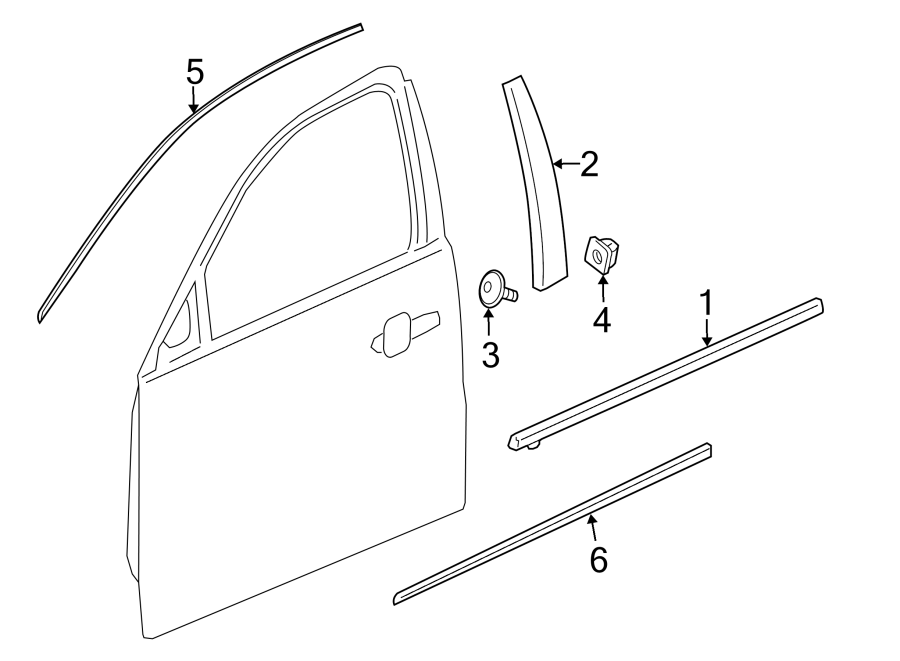 Diagram FRONT DOOR. EXTERIOR TRIM. for your 2008 Chevrolet HHR   