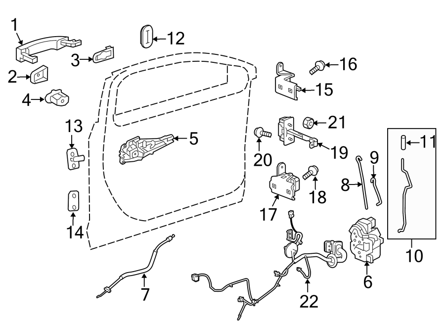 Diagram FRONT DOOR. LOCK & HARDWARE. for your 2016 Chevrolet Cruze Limited LS Sedan 1.8L Ecotec FLEX A/T 