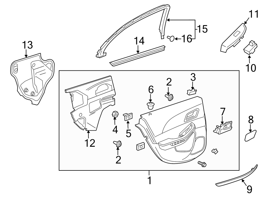 Diagram REAR DOOR. INTERIOR TRIM. for your 2014 Chevrolet Express 3500   