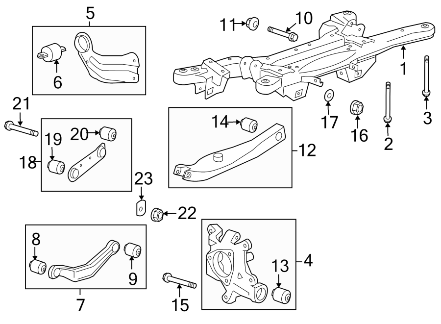 Diagram REAR SUSPENSION. SUSPENSION COMPONENTS. for your 2019 GMC Sierra 2500 HD  Denali Crew Cab Pickup Fleetside 