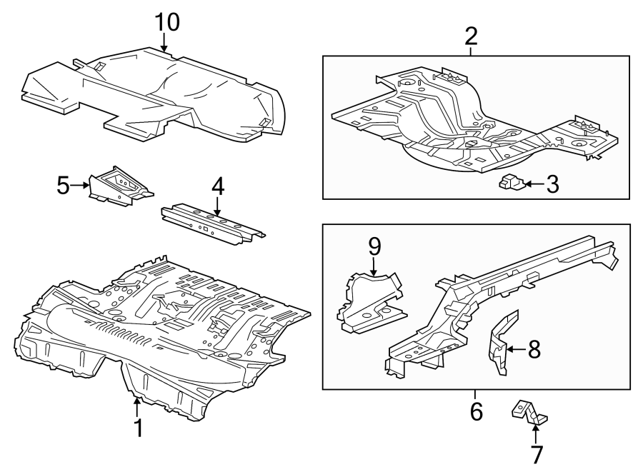 Diagram Rear body & floor. Floor & rails. for your 2011 GMC Sierra 2500 HD 6.6L Duramax V8 DIESEL A/T RWD WT Extended Cab Pickup Fleetside 