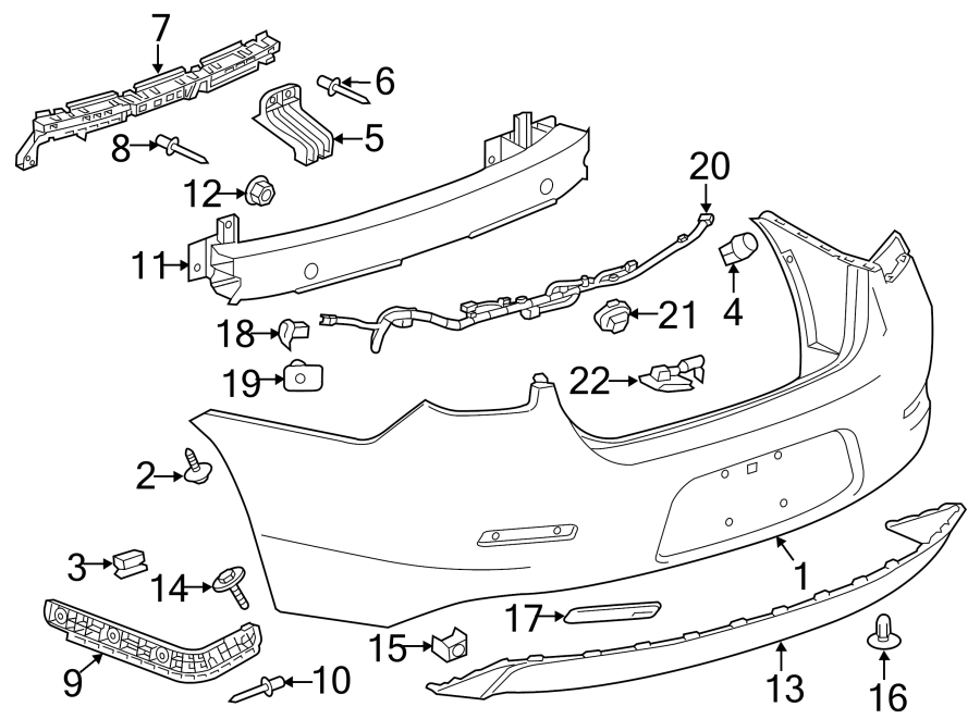 Diagram REAR BUMPER. BUMPER & COMPONENTS. for your 1985 Buick Century   