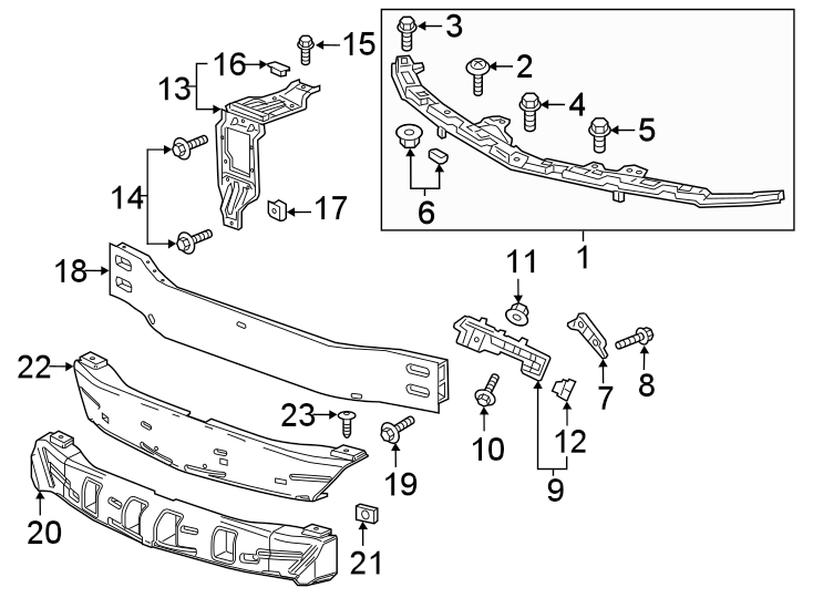 Diagram FRONT BUMPER & GRILLE. BUMPER & COMPONENTS. for your 2008 Chevrolet Impala   