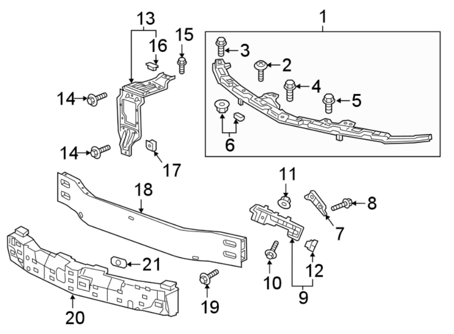 9FRONT BUMPER & GRILLE. BUMPER & COMPONENTS.https://images.simplepart.com/images/parts/motor/fullsize/CP16010.png