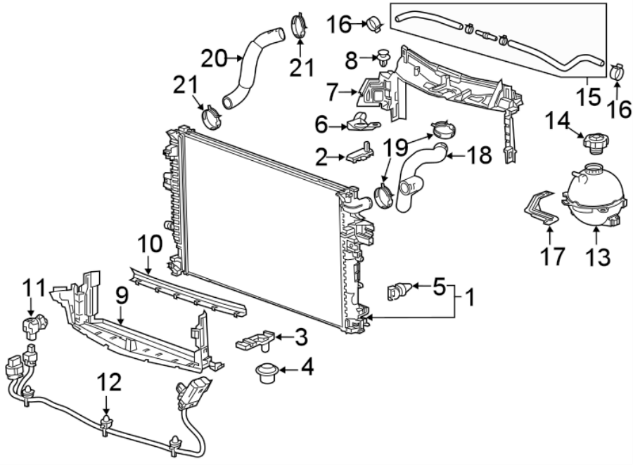 Diagram RADIATOR & COMPONENTS. for your 2021 Cadillac XT4   