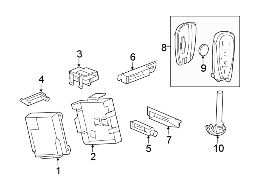 Diagram KEYLESS ENTRY COMPONENTS. for your 2021 GMC Sierra 2500 HD 6.6L V8 A/T 4WD Base Extended Cab Pickup 