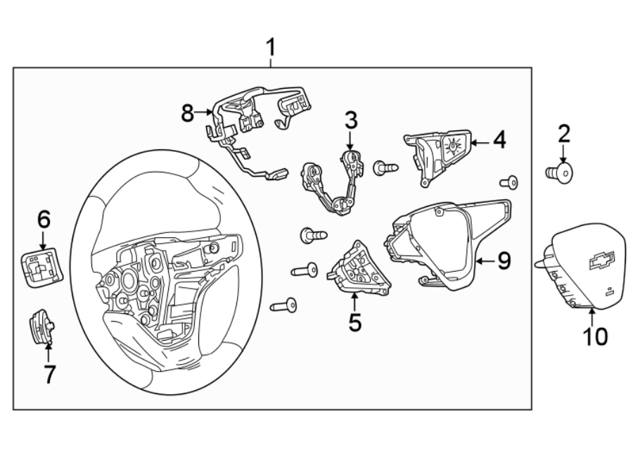 Diagram STEERING WHEEL & TRIM. for your 2009 Chevrolet Silverado   