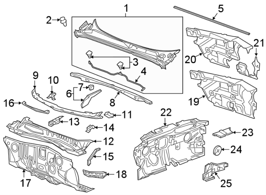 Diagram COWL. for your 2016 Chevrolet Spark 1.4L Ecotec CVT LT Hatchback 