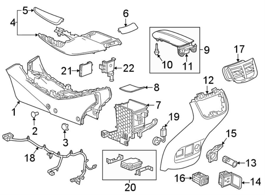 Diagram Center console. for your 2021 Chevrolet Spark 1.4L Ecotec M/T LT Hatchback 