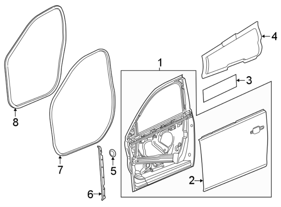 Diagram FRONT DOOR. DOOR & COMPONENTS. for your 2006 Pontiac GTO   