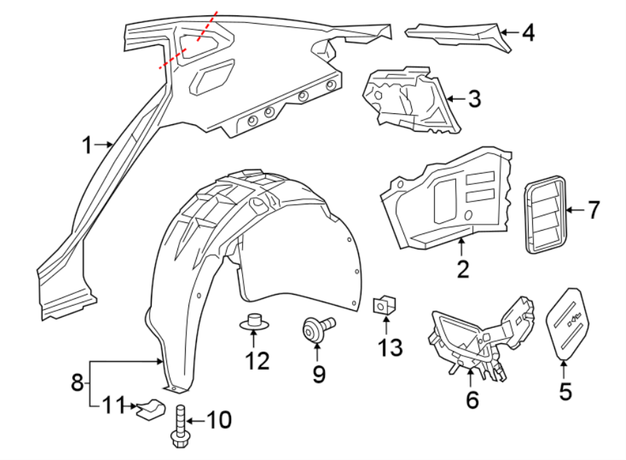 Diagram Quarter panel & components. for your 2005 Chevrolet Trailblazer EXT   