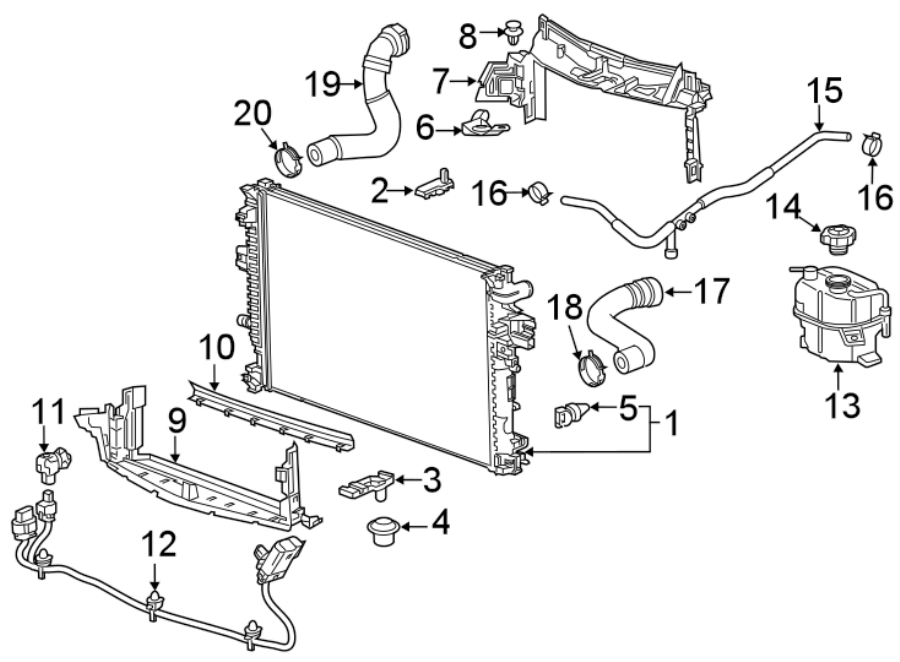 Diagram RADIATOR & COMPONENTS. for your 1987 Chevrolet Camaro   