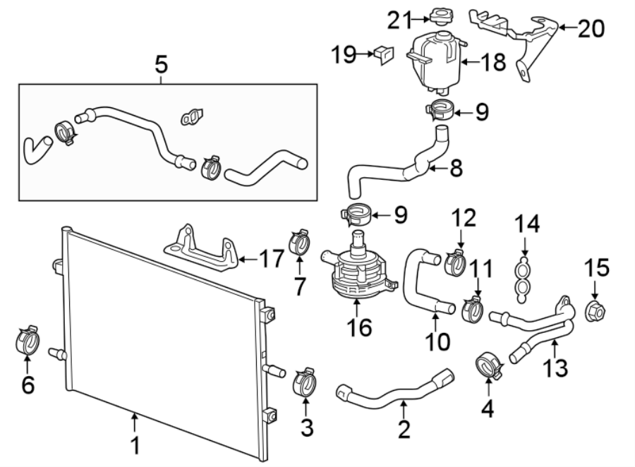 Diagram Radiator & components. for your 2023 Chevrolet Silverado 3500 HD LT Standard Cab Pickup Fleetside 6.6L Duramax V8 DIESEL A/T RWD 