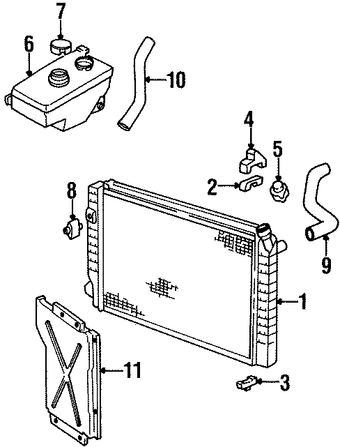 Diagram RADIATOR & COMPONENTS. for your 2011 Chevrolet Suburban 2500   