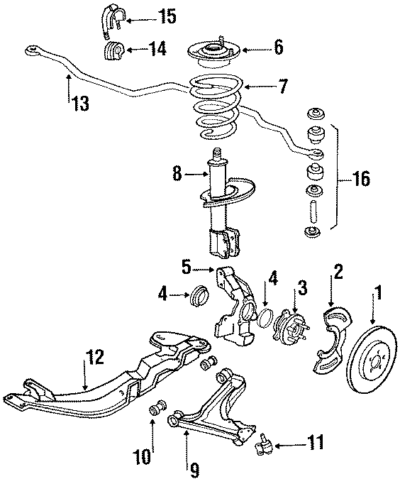 Diagram FRONT SUSPENSION. BRAKE COMPONENTS. STABILIZER BAR & COMPONENTS. SUSPENSION COMPONENTS. for your 2016 Chevrolet Camaro  SS Coupe 