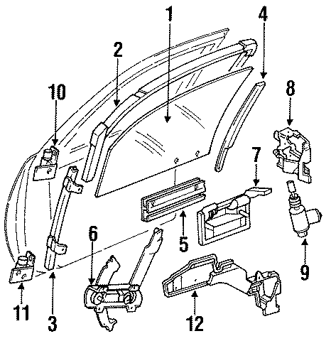 Diagram FRONT DOOR. GLASS & HARDWARE. for your 2021 Chevrolet Spark   