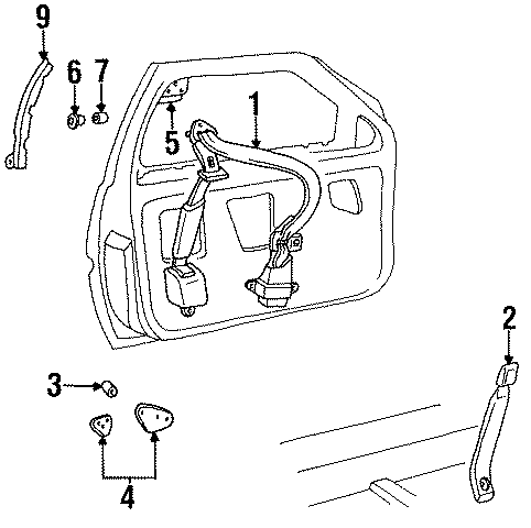 Diagram RESTRAINT SYSTEMS. FRONT SEAT BELTS. for your 2000 Buick Century   