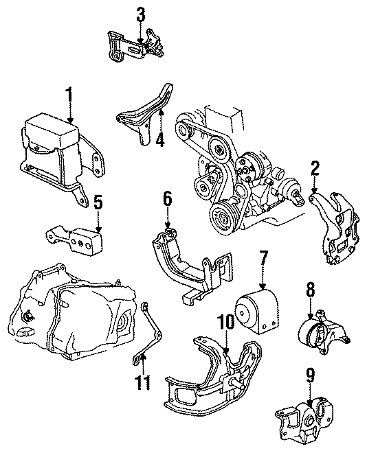 Diagram ENGINE / TRANSAXLE. ENGINE & TRANS MOUNTING. for your 2011 GMC Sierra 2500 HD 6.0L Vortec V8 FLEX A/T 4WD SLT Crew Cab Pickup 