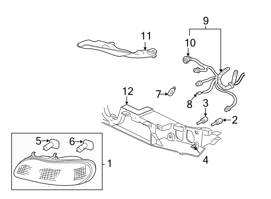 Diagram FRONT LAMPS. HEADLAMP COMPONENTS. for your Chevrolet