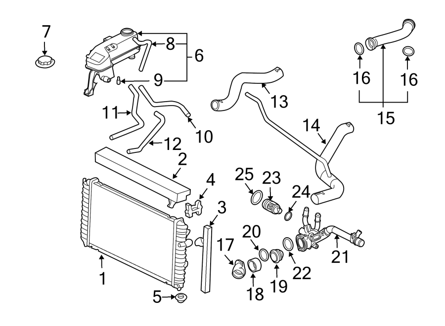 Diagram RADIATOR & COMPONENTS. for your 1987 Chevrolet Camaro   