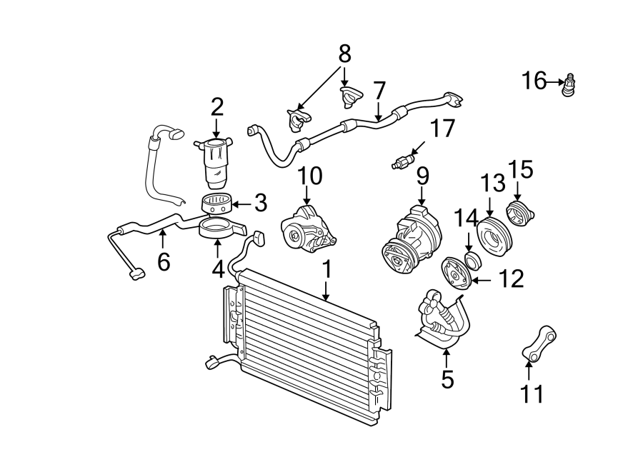 9AIR CONDITIONER & HEATER. COMPRESSOR & LINES. CONDENSER.https://images.simplepart.com/images/parts/motor/fullsize/CP97110.png