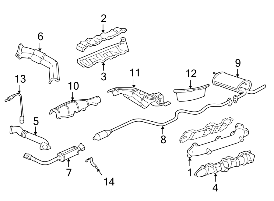 Diagram EXHAUST SYSTEM. EXHAUST COMPONENTS. for your 1992 Chevrolet K3500  Scottsdale Extended Cab Pickup Fleetside 6.5L V8 DIESEL A/T 