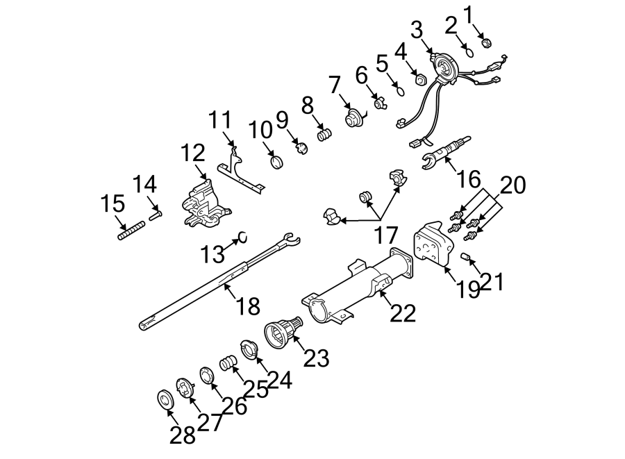 Diagram STEERING COLUMN. HOUSING & COMPONENTS. for your 2005 Chevrolet Blazer Xtreme Sport Utility  