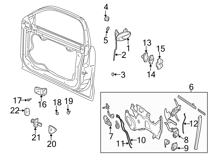 Diagram FRONT DOOR. LOCK & HARDWARE. for your 2013 Chevrolet Spark 1.2L Ecotec A/T LS Hatchback 