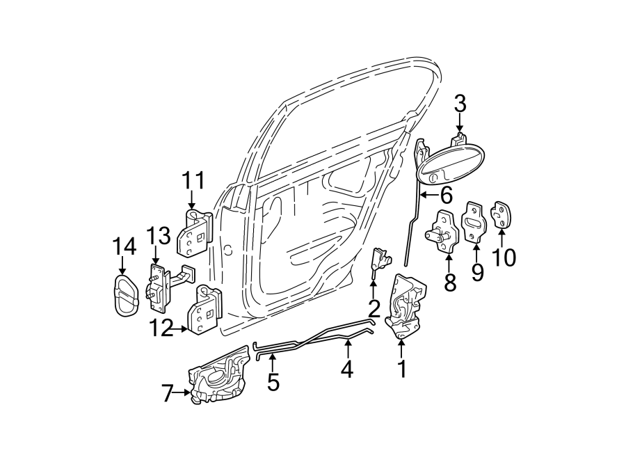 Diagram REAR DOOR. LOCK & HARDWARE. for your 2022 Chevrolet Spark   