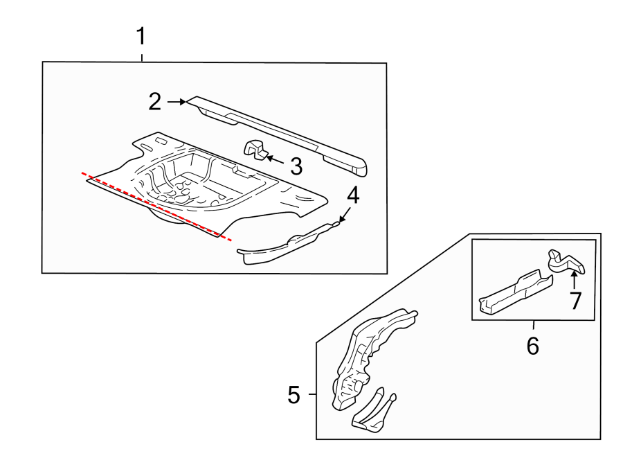 Diagram REAR BODY & FLOOR. FLOOR & RAILS. for your 2024 Chevrolet Camaro  LT1 Convertible 