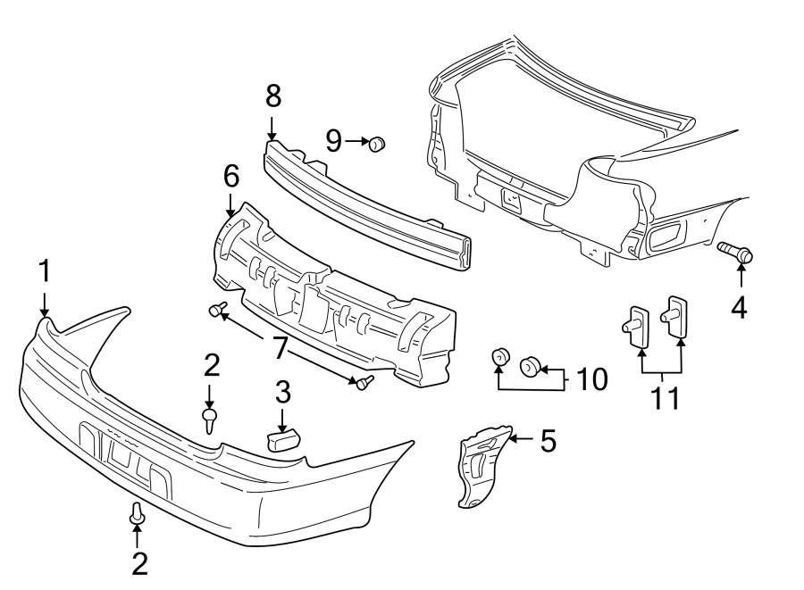 Diagram REAR BUMPER. BUMPER & COMPONENTS. for your 1993 Chevrolet C1500  Silverado Standard Cab Pickup Stepside 5.7L Chevrolet V8 CNG M/T 