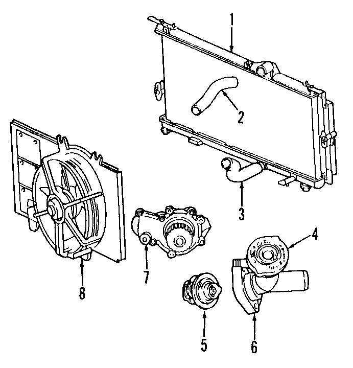 Diagram COOLING SYSTEM. COOLING FAN. RADIATOR. WATER PUMP. for your Jeep