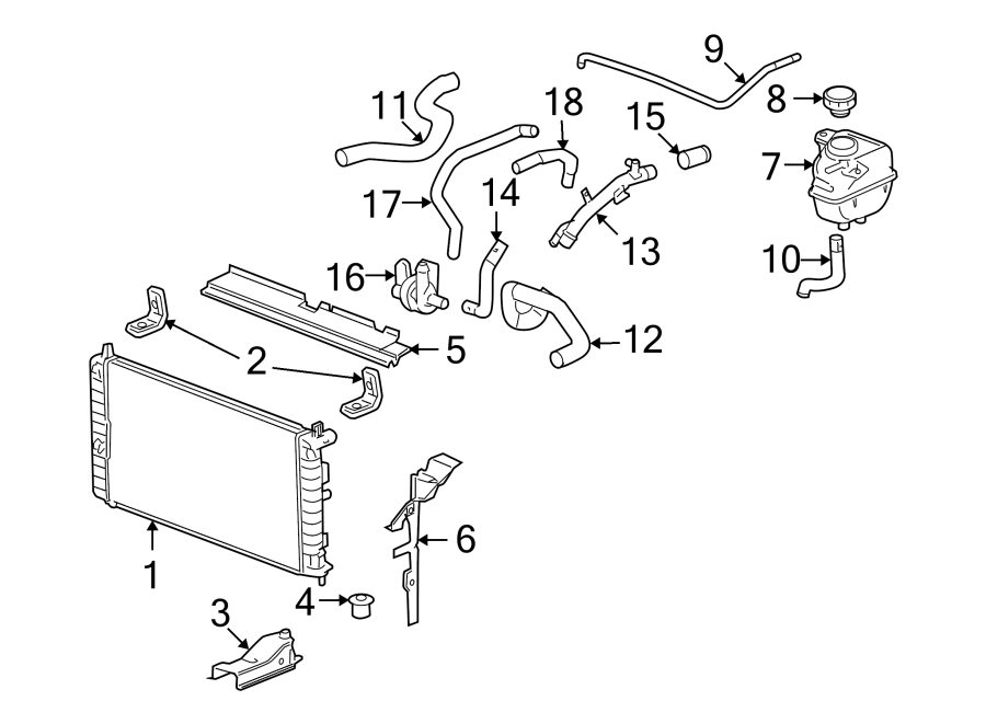 Diagram RADIATOR & COMPONENTS. for your 2021 Chevrolet Bolt EV   