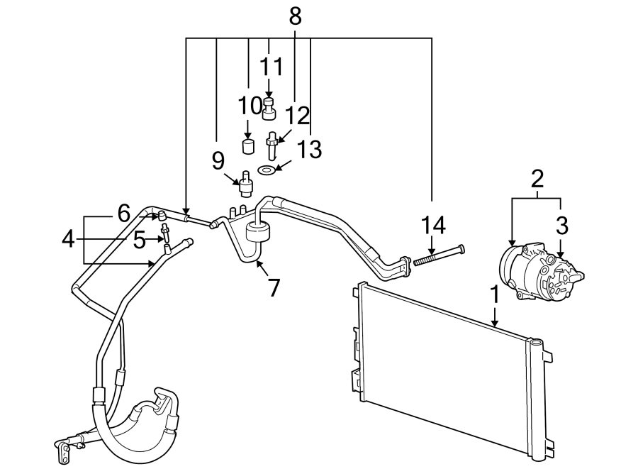 Diagram AIR CONDITIONER & HEATER. COMPRESSOR & LINES. CONDENSER. for your Chevrolet Spark  