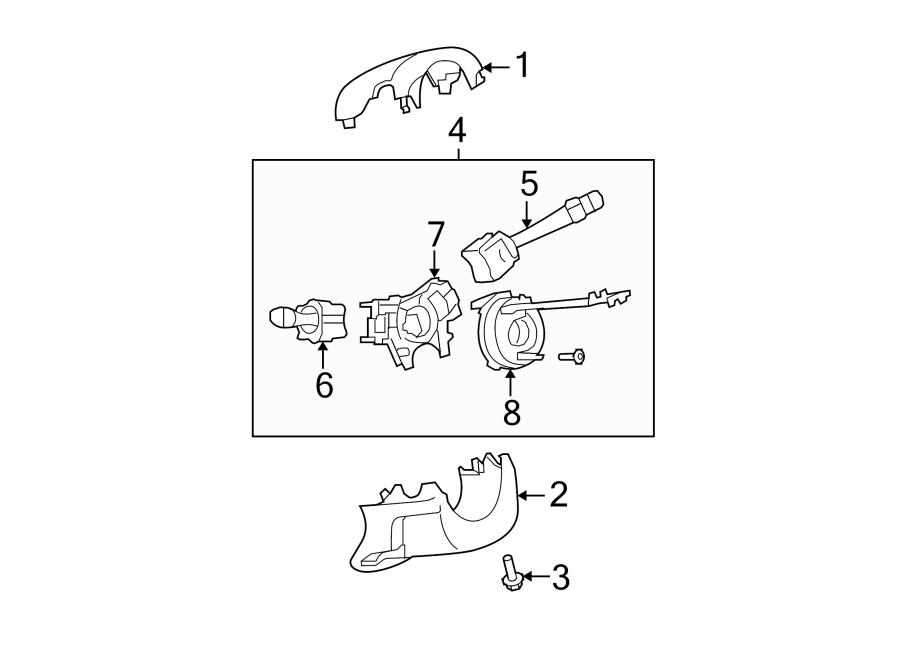 Diagram STEERING COLUMN. SHROUD. SWITCHES & LEVERS. for your 2005 Chevrolet Blazer Base Sport Utility 4.3L Vortec V6 A/T RWD 