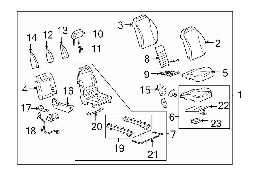 Diagram SEATS & TRACKS. PASSENGER SEAT COMPONENTS. for your 2005 Chevrolet Express 1500   