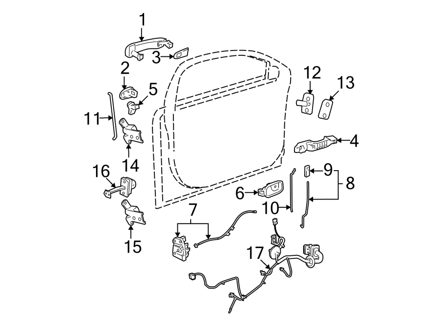 Diagram FRONT DOOR. LOCK & HARDWARE. for your 2020 Cadillac XT4   