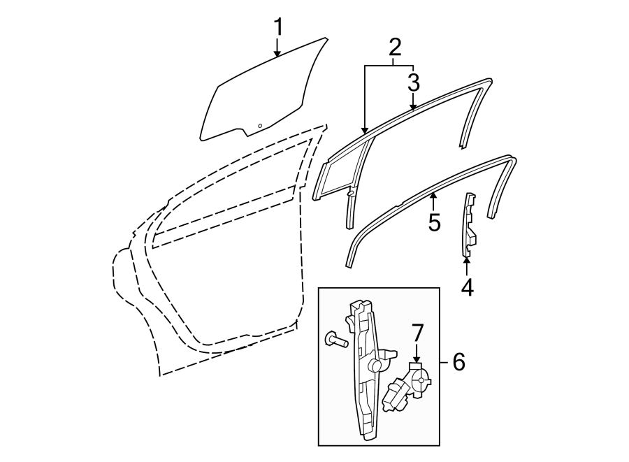 Diagram REAR DOOR. GLASS & HARDWARE. for your 2018 Chevrolet Spark   