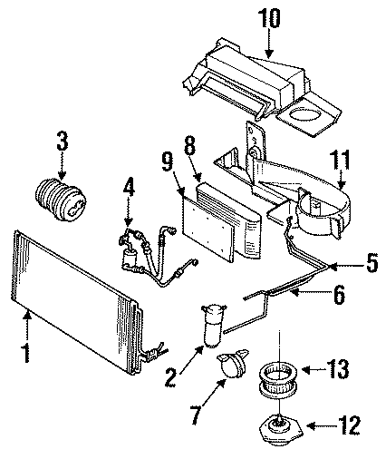 Diagram AIR CONDITIONER & HEATER. COMPRESSOR & LINES. CONDENSER. EVAPORATOR COMPONENTS. for your 2005 Chevrolet Express 1500   