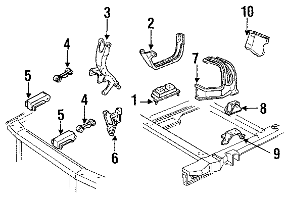 Diagram ENGINE / TRANSAXLE. ENGINE & TRANS MOUNTING. for your 2005 Chevrolet Express 3500 Base Standard Cargo Van 6.0L Vortec V8 CNG A/T 