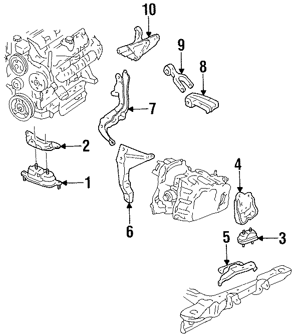 Diagram ENGINE / TRANSAXLE. ENGINE MOUNTING. for your 2011 GMC Sierra 2500 HD 6.0L Vortec V8 FLEX A/T 4WD SLT Crew Cab Pickup 