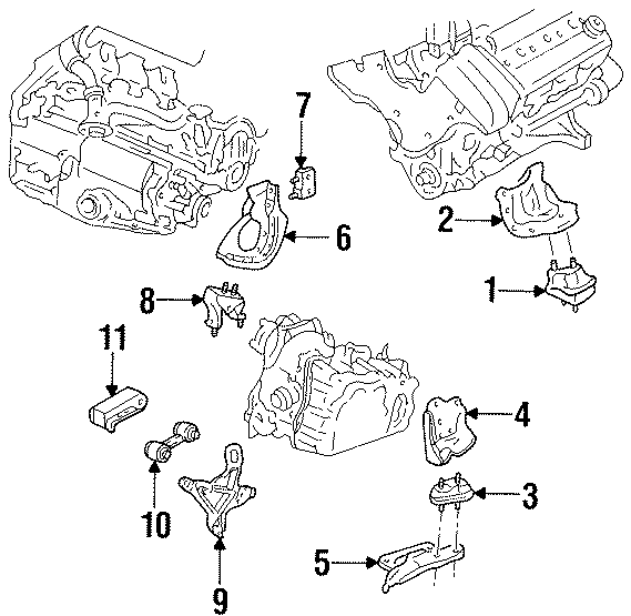 Diagram ENGINE / TRANSAXLE. ENGINE & TRANS MOUNTING. for your 2011 GMC Sierra 2500 HD 6.0L Vortec V8 FLEX A/T 4WD SLT Crew Cab Pickup 