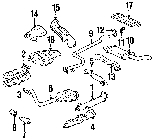 Diagram EXHAUST SYSTEM. EXHAUST COMPONENTS. for your 2019 Chevrolet Camaro  SS Coupe 