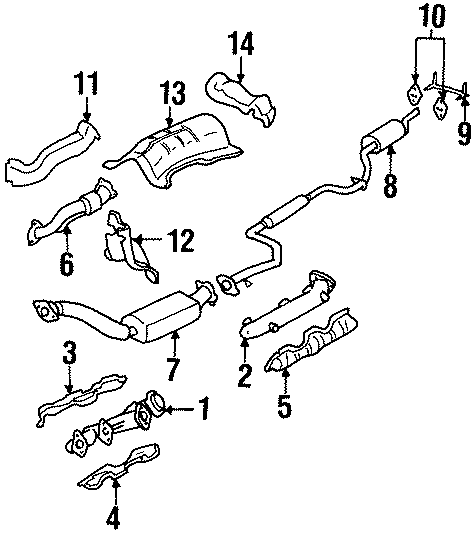 Diagram EXHAUST SYSTEM. EXHAUST COMPONENTS. for your 2018 Chevrolet Camaro 6.2L V8 A/T SS Convertible 