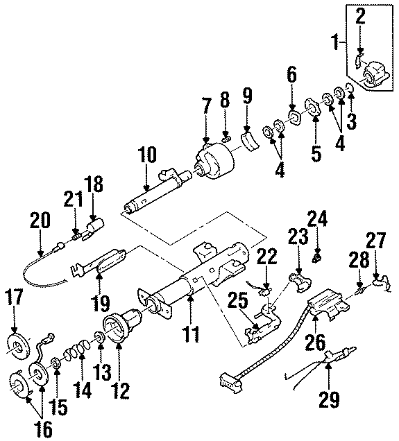 Diagram STEERING COLUMN. HOUSING & COMPONENTS. for your 2005 Chevrolet Astro Base Extended Cargo Van 4.3L Vortec V6 A/T AWD 