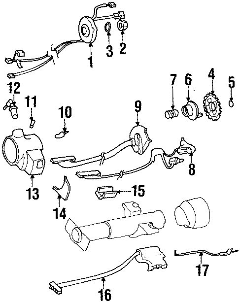 Diagram STEERING COLUMN. SHROUD. SWITCHES & LEVERS. for your 2005 Chevrolet Silverado 1500 Z71 Off-Road Standard Cab Pickup Fleetside  