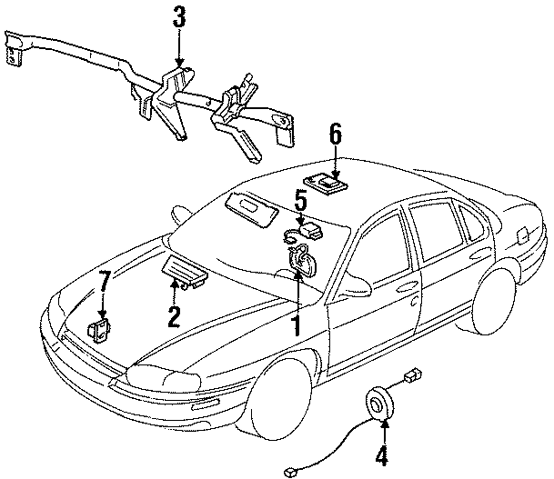 Diagram RESTRAINT SYSTEMS. AIR BAG COMPONENTS. for your 2022 Chevrolet Traverse    