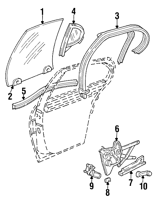 Diagram REAR DOOR. GLASS & HARDWARE. for your 2014 Chevrolet Spark 1.2L Ecotec M/T LT Hatchback 